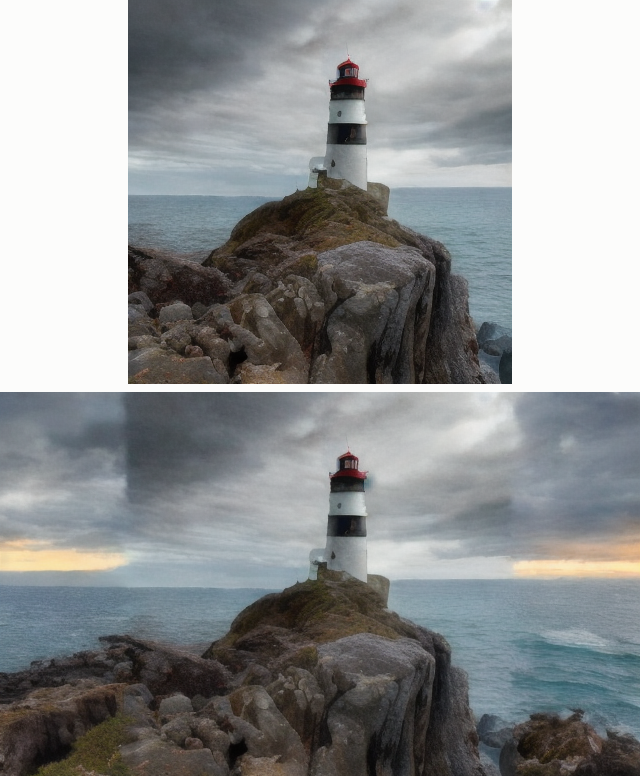 Original vs outpainted panorama